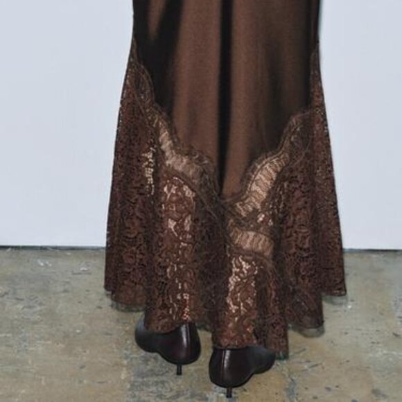 ZARA SATIN EFFECT LACE SKIRT ZW COLLECTION - Picture 7 of 10